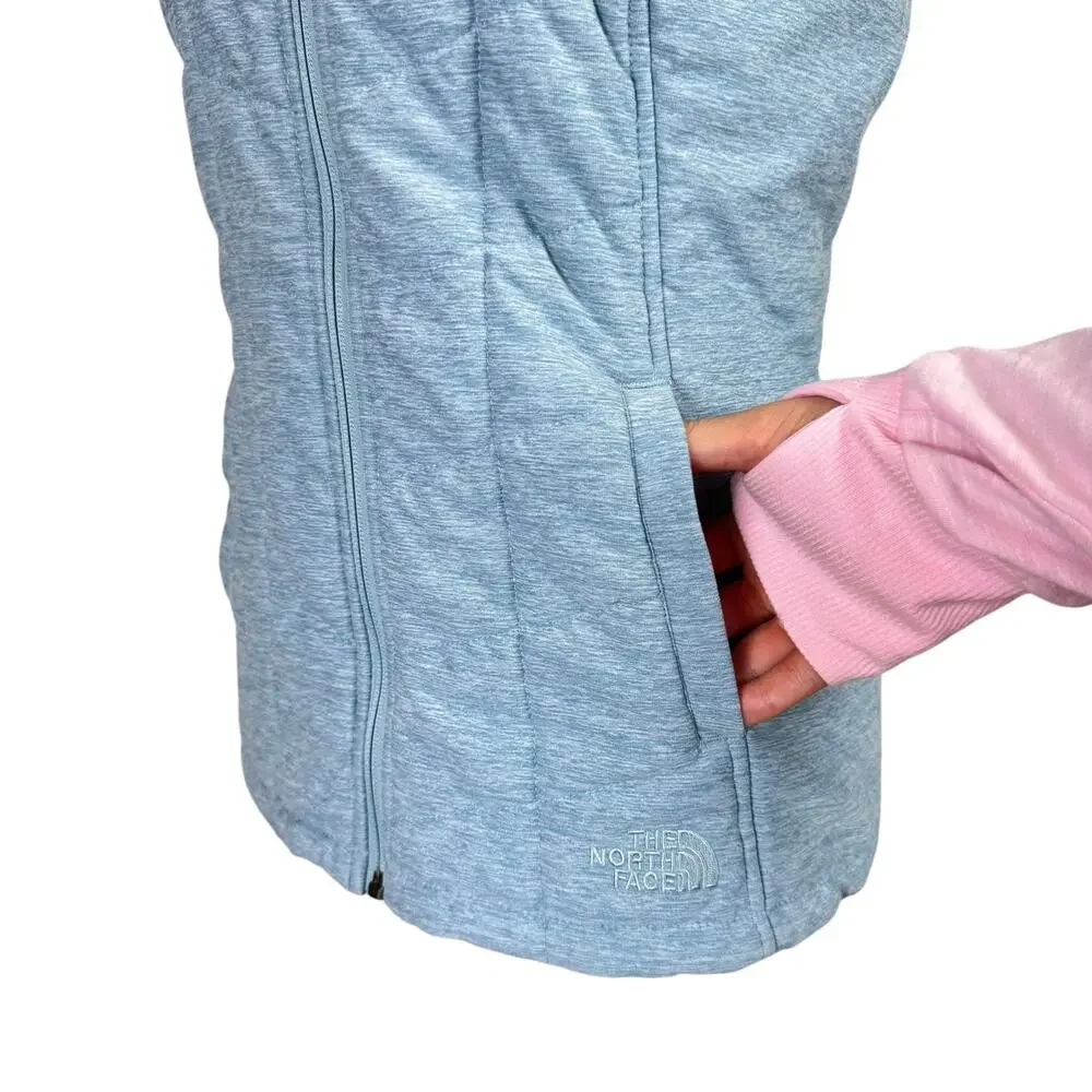 The North Face Women's Heather Blue Zip Up Performance Pseudio Puffer Vest